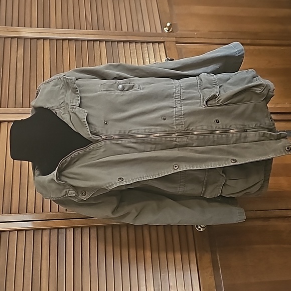 matty m army style cargo jacket long pockets zipper front cargo army style green - Picture 7 of 15